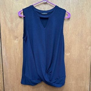 Cute Navy Knot Front Top